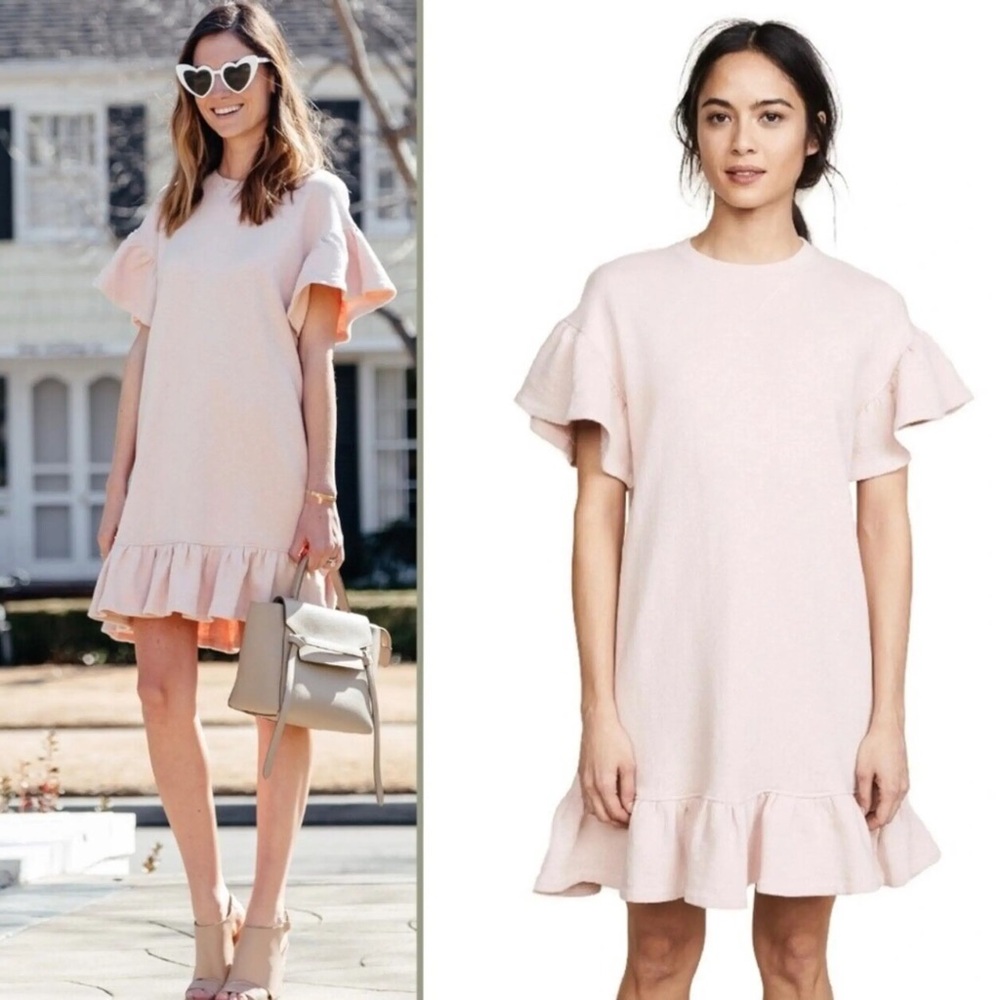 Ulla Johnson Blush Pink Ruffle Shirt Dress